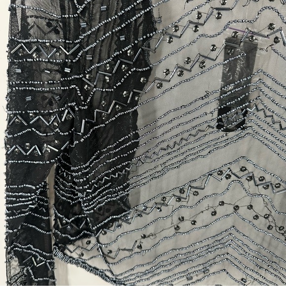 Pisarro Nights Beaded Bolero Shrug Evening Jacket Size 4 Black Mother of Bride - Picture 7 of 10